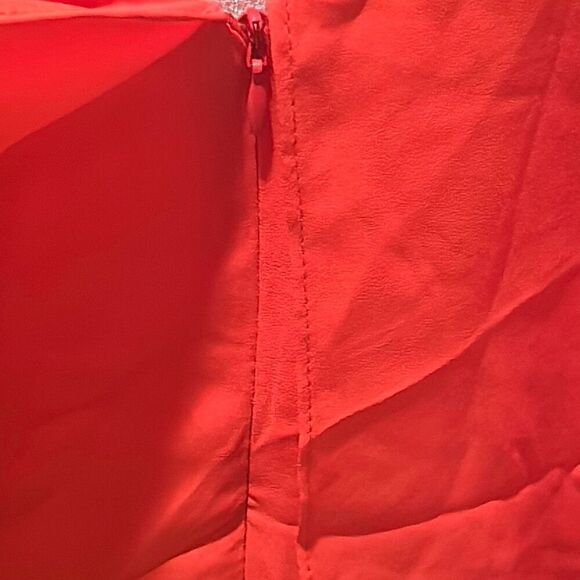 Krisa Women's Size M Layered Drape Mini Dress Coral Red Cocktail Party Flowy New - Picture 8 of 11